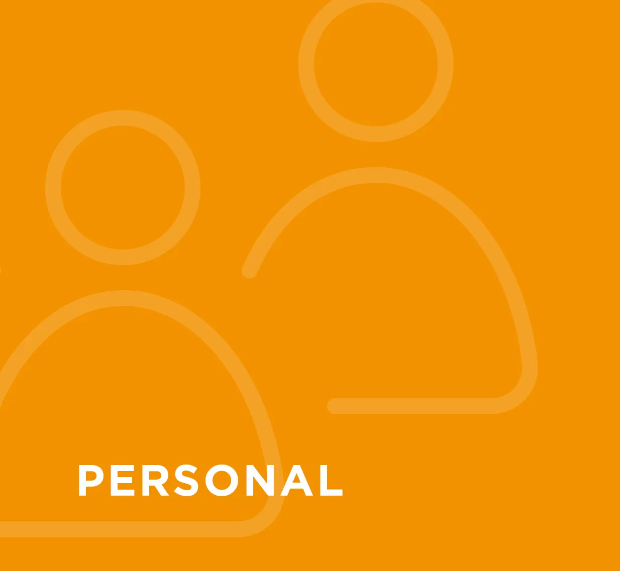 Zwei stilisierte Figuren auf orangem Hintergrund mit dem Wort "Personal" im Vordergrund.