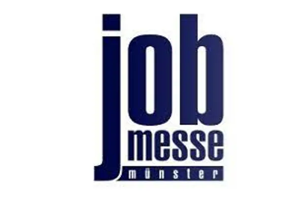 Logo der Jobmesse Münster in blauer Schrift, geeignet für Deinen Einstieg in die IT-Branche bei Atruvia AG.