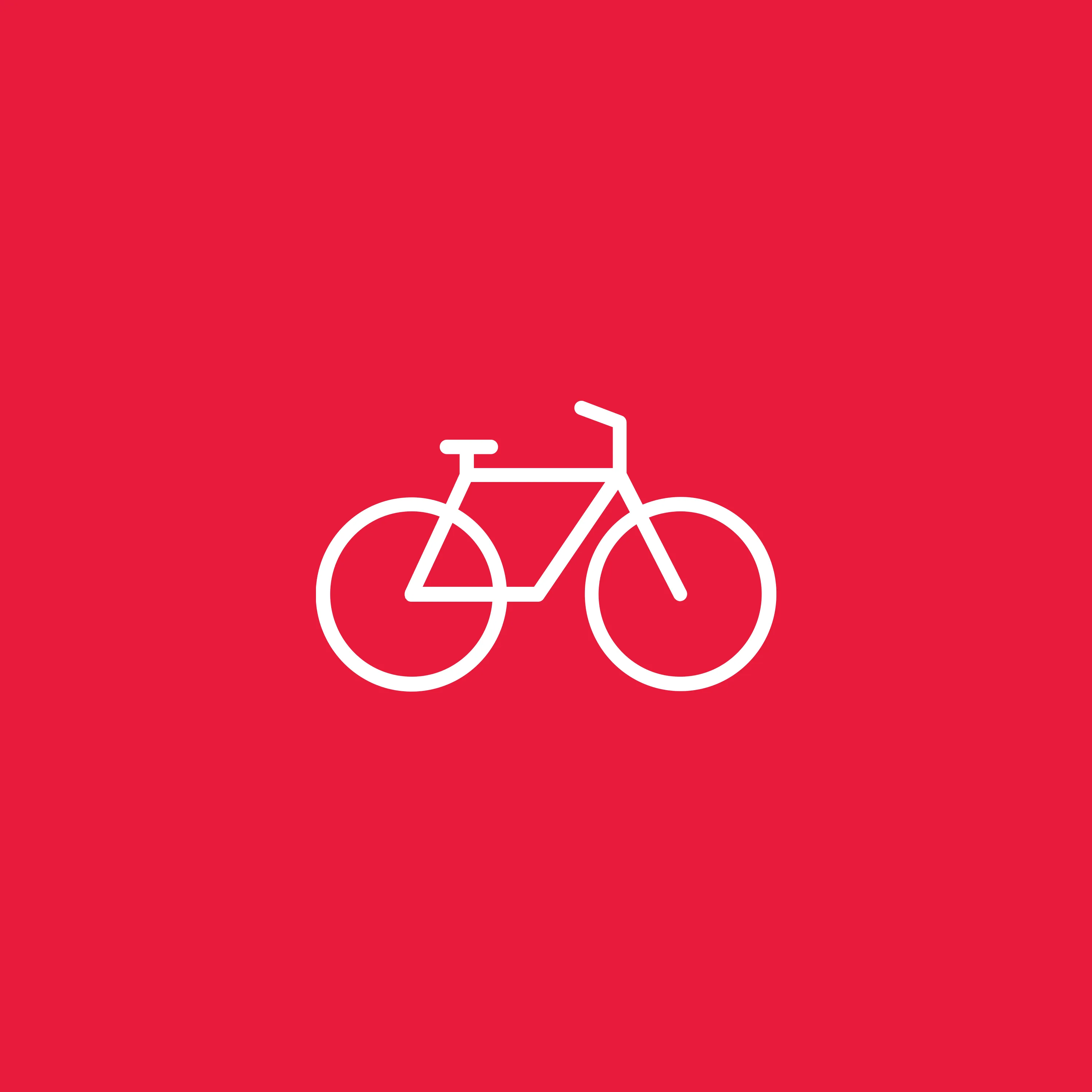 Ein einfaches, weißes Fahrradsymbol auf grauem Hintergrund.