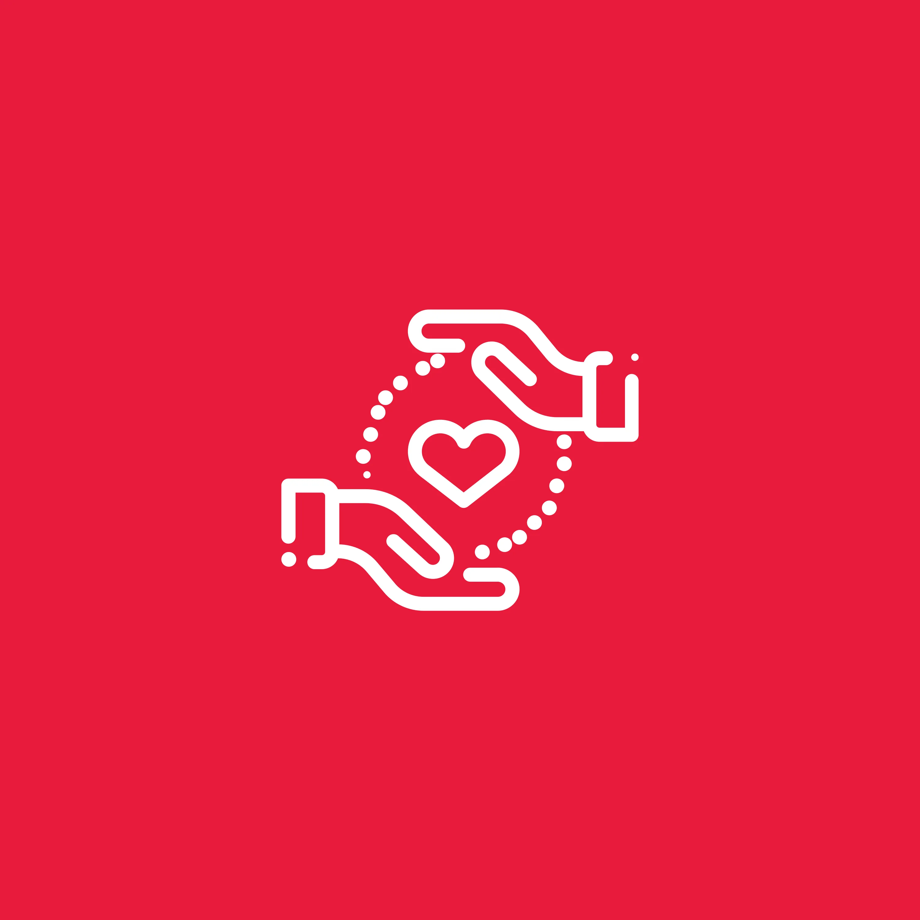 Zwei stilisierte Hände umschließen ein Herz, Symbol für Wertschätzung und Fürsorge bei BDO.