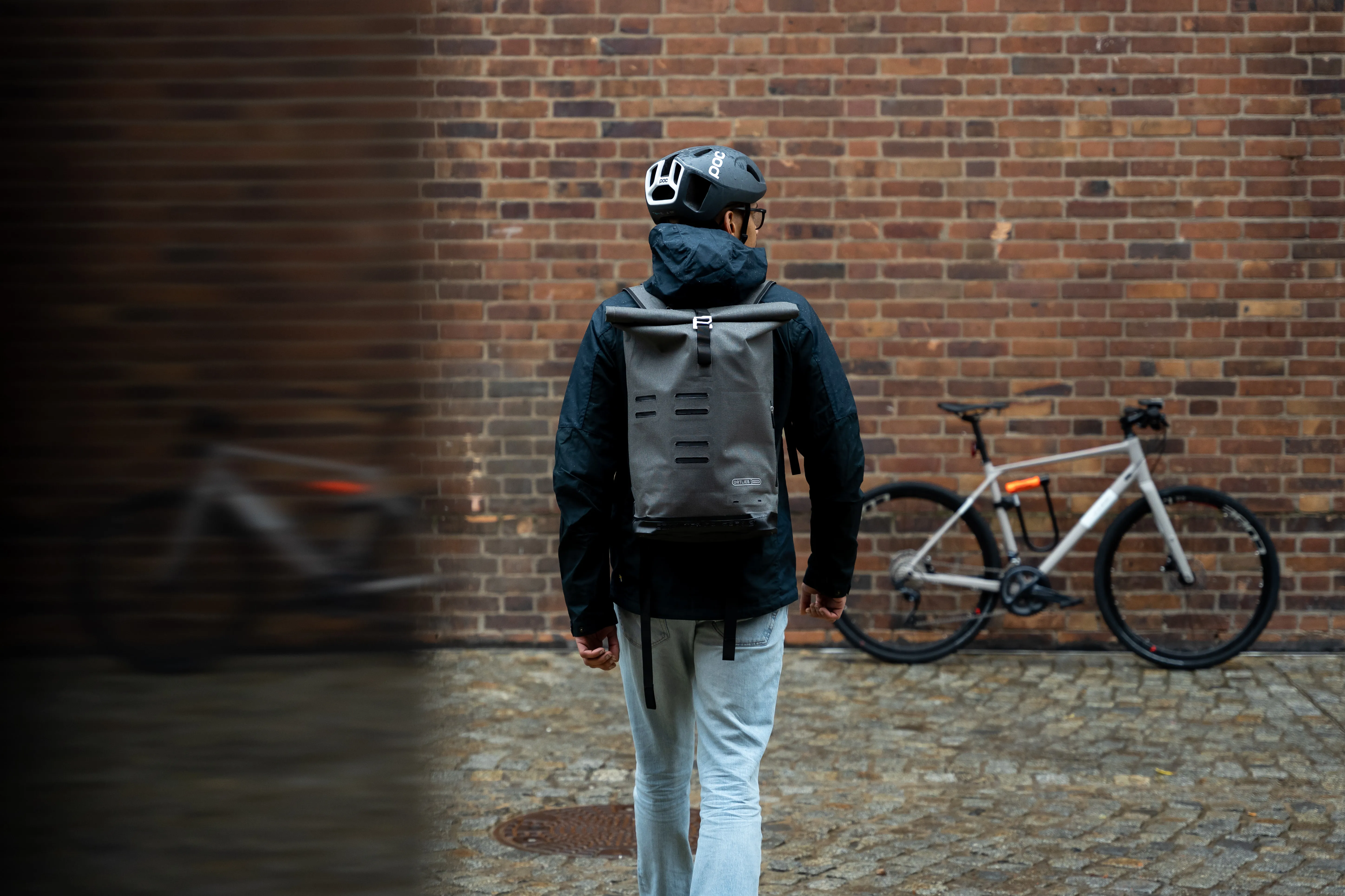 Person with Backpack & bike