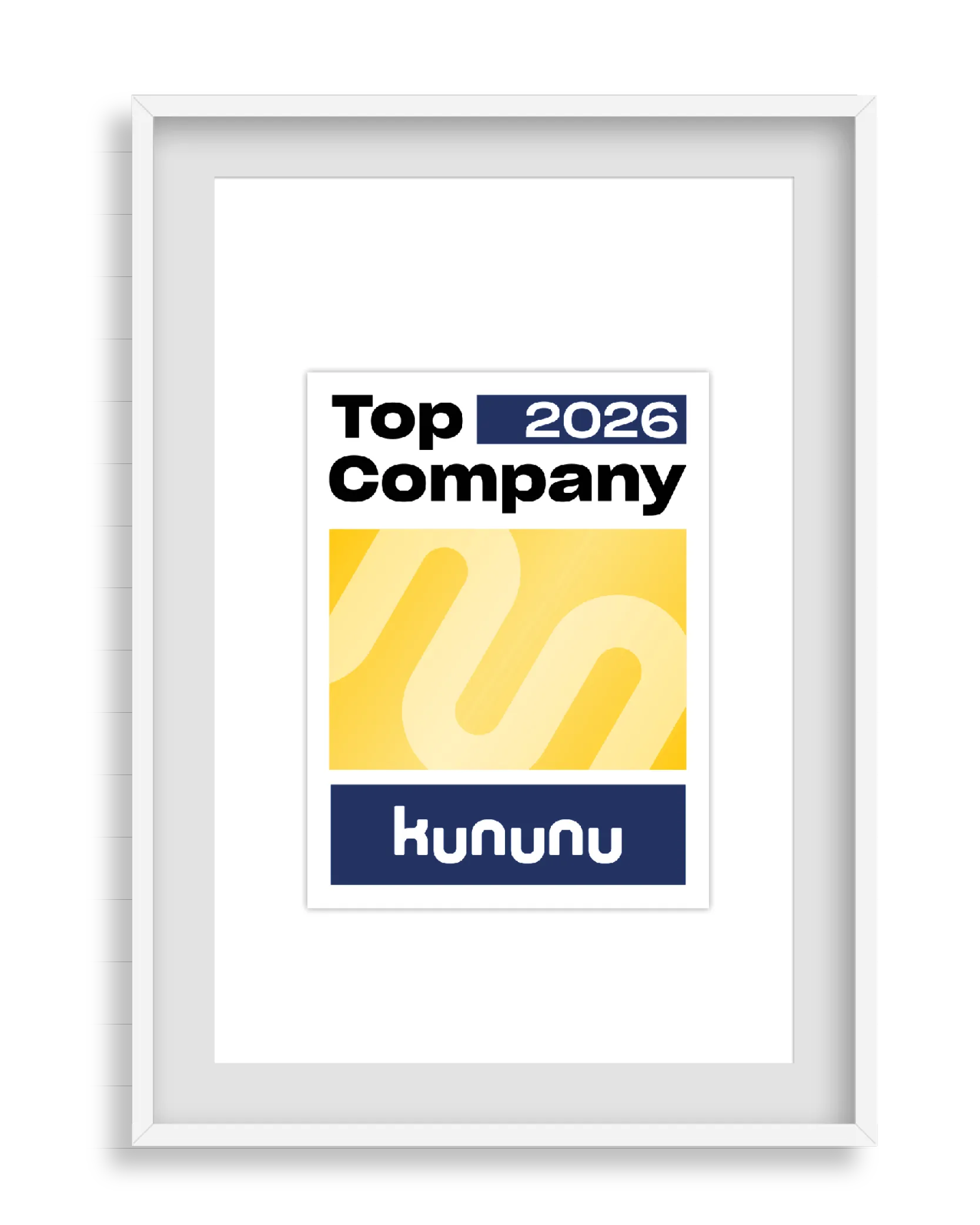 Gerahmtes Zertifikat mit der Auszeichnung „Kununu Top Company 2026“, das BKK Linde als attraktiven Arbeitgeber zeigt.