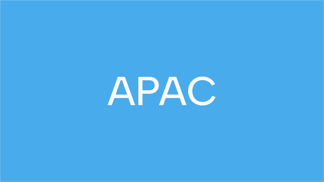 White text on a blue background reads "APAC," representing the Asia-Pacific region.