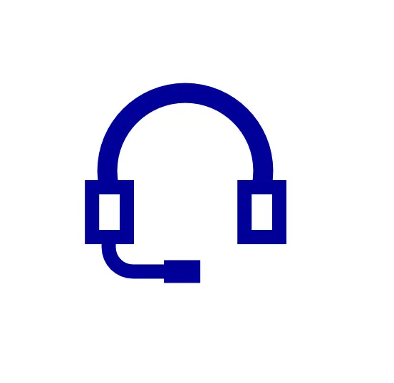 Icon of a blue headset, symbolizing customer support at Deutsche Börse Group