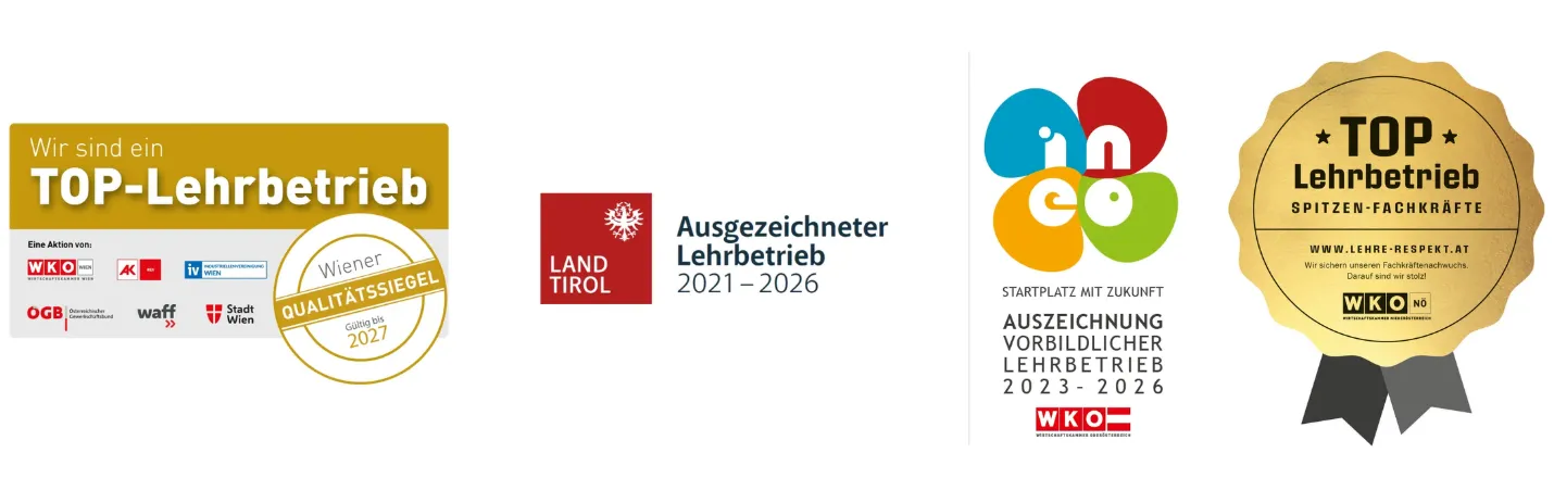 Mehrere Auszeichnungen, die zeigen, dass Frauenthal Handel Gruppe ein ausgezeichneter Ausbildungsbetrieb ist.