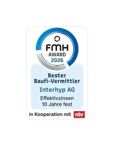 Auszeichnung: "Bester Vermittler Baufinanzierung 2024" von FMH in Kooperation mit ntv.