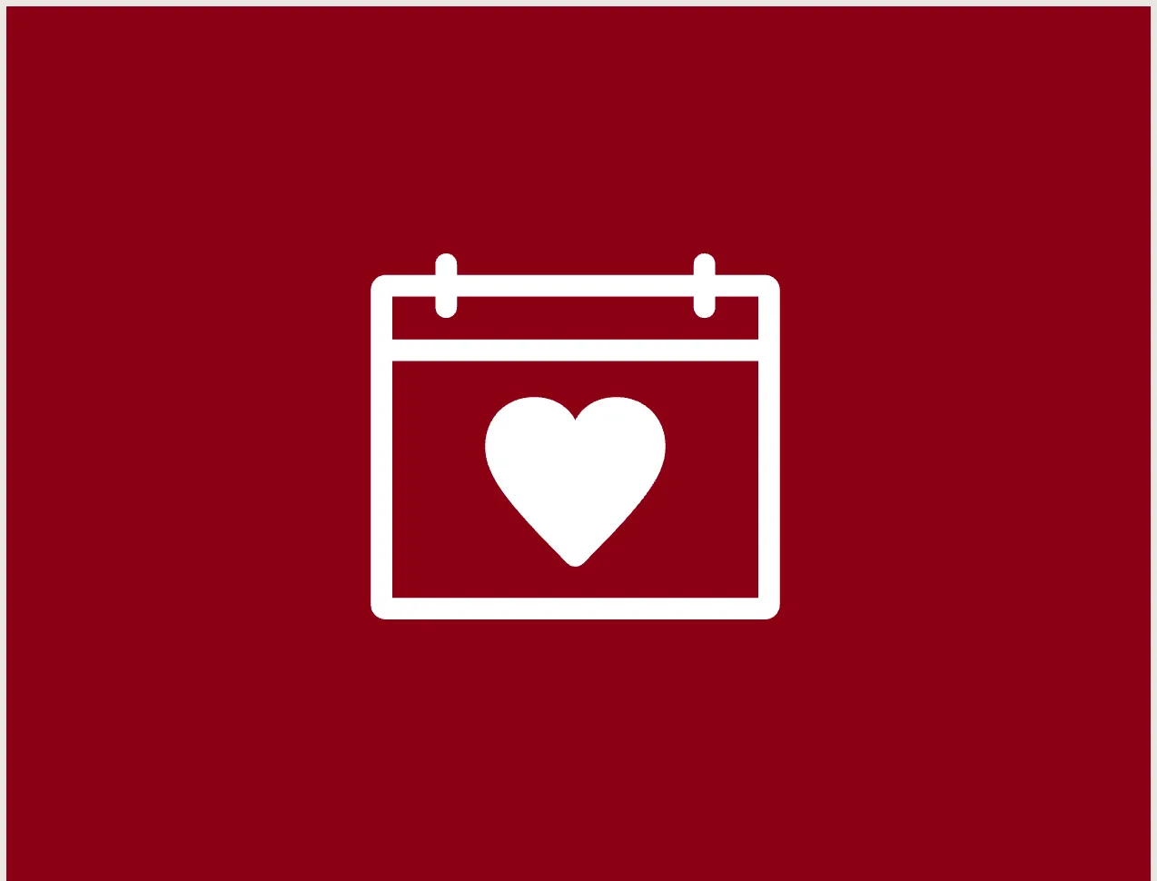 Ein weißes Symbol mit einem Herz in einem Kalender, welches Mitarbeiter-Events bei Miele repräsentiert