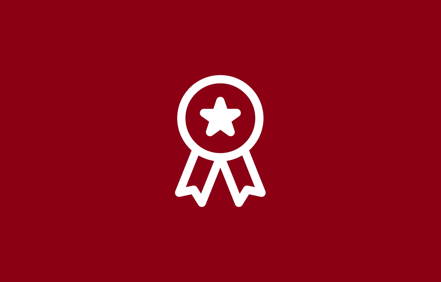 White icon on a red background, representing career growth benefits at Miele through a medal.