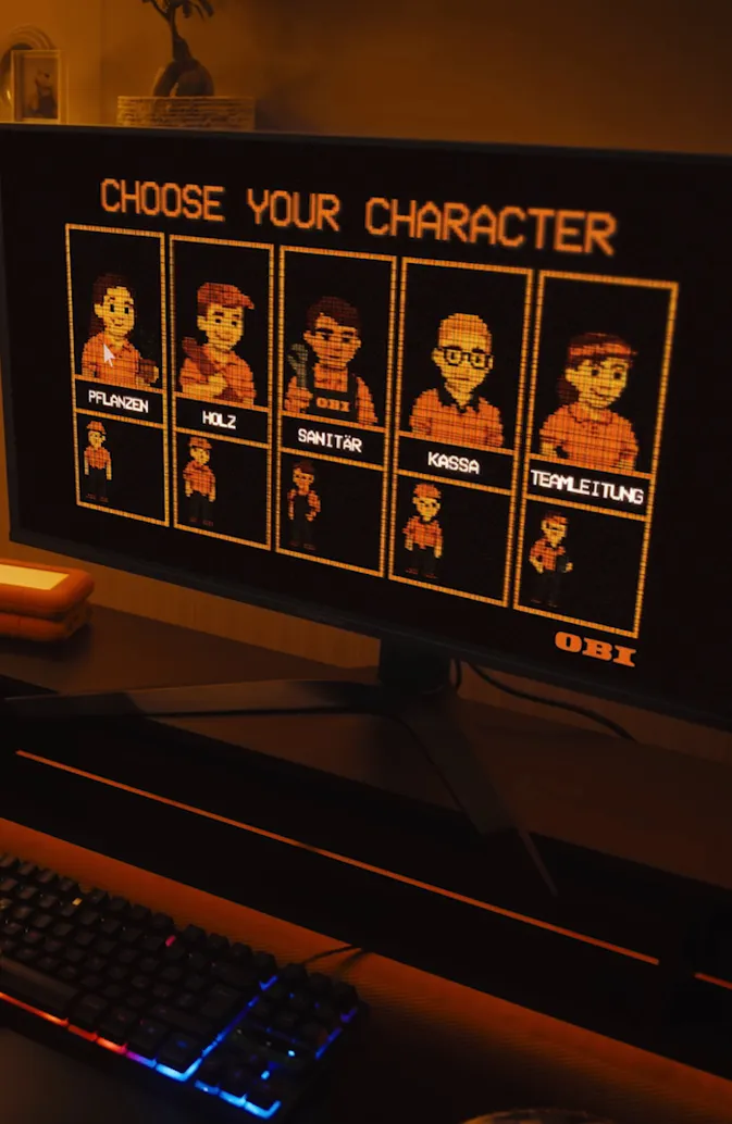 Lehrling versteckt sich vor Farbenwand