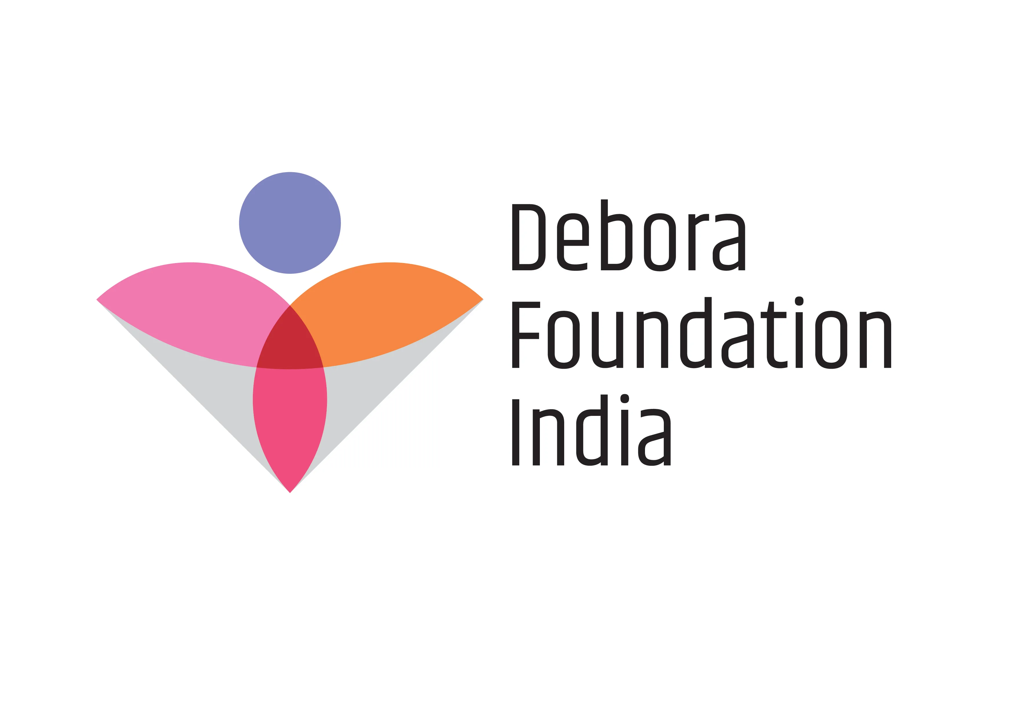 Das Logo der Debora Foundation India mit bunten, überlappenden Formen.