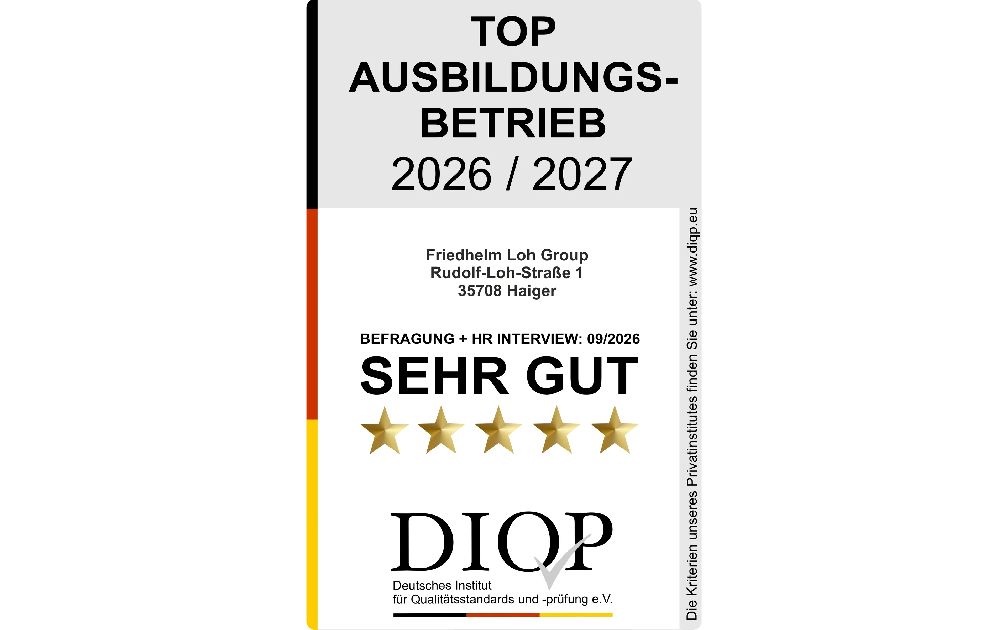 Badge reading 'Best Place to Learn, Top-Ausbilder 07/2023 - 06/2026,' showcasing Rittal GmbH & Co. KG's commitment to top-notch IT training.
