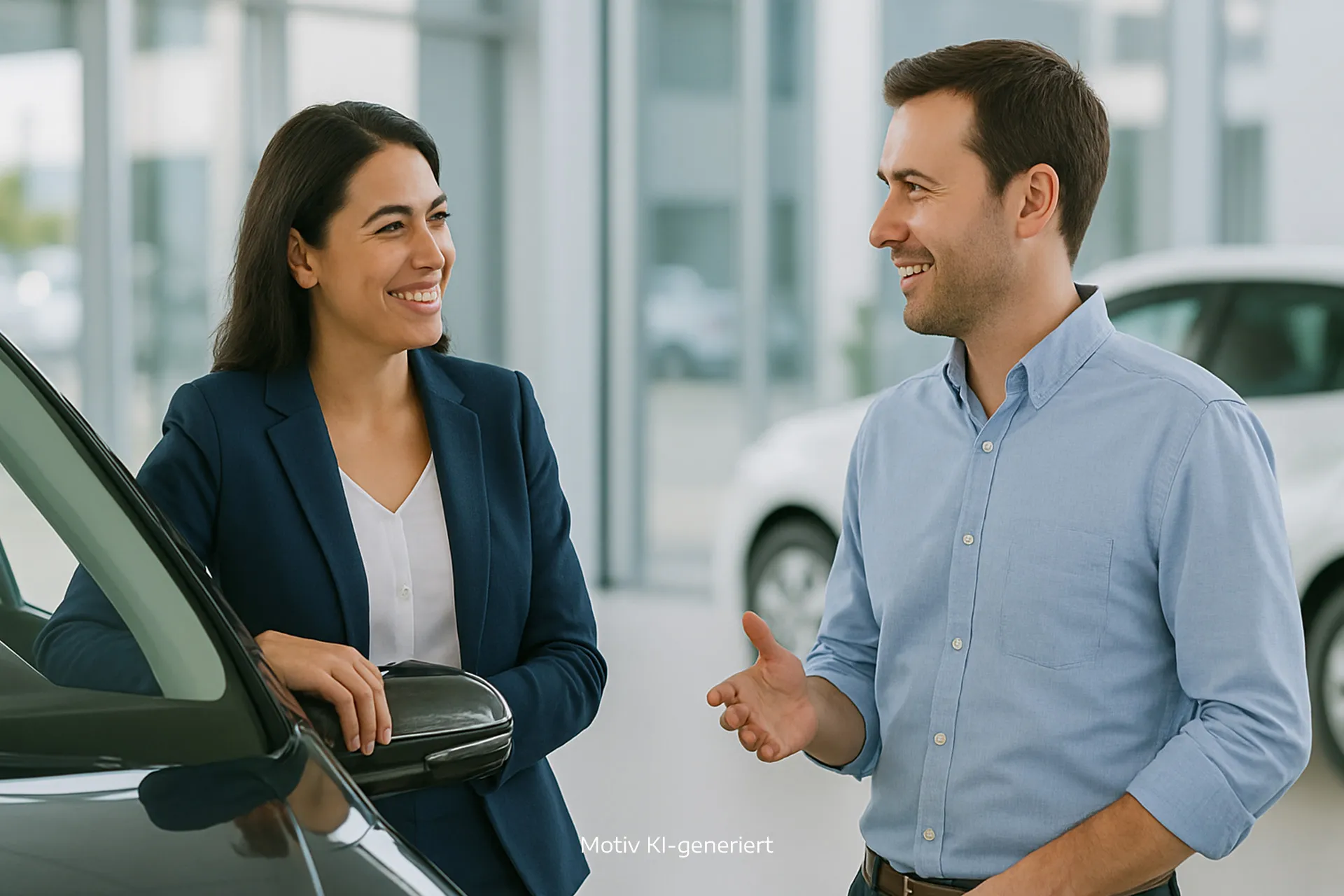 Moderne Architektur mit weißen Wänden und geometrischen Formen, passend für die innovative Automobilindustrie von Stellantis.