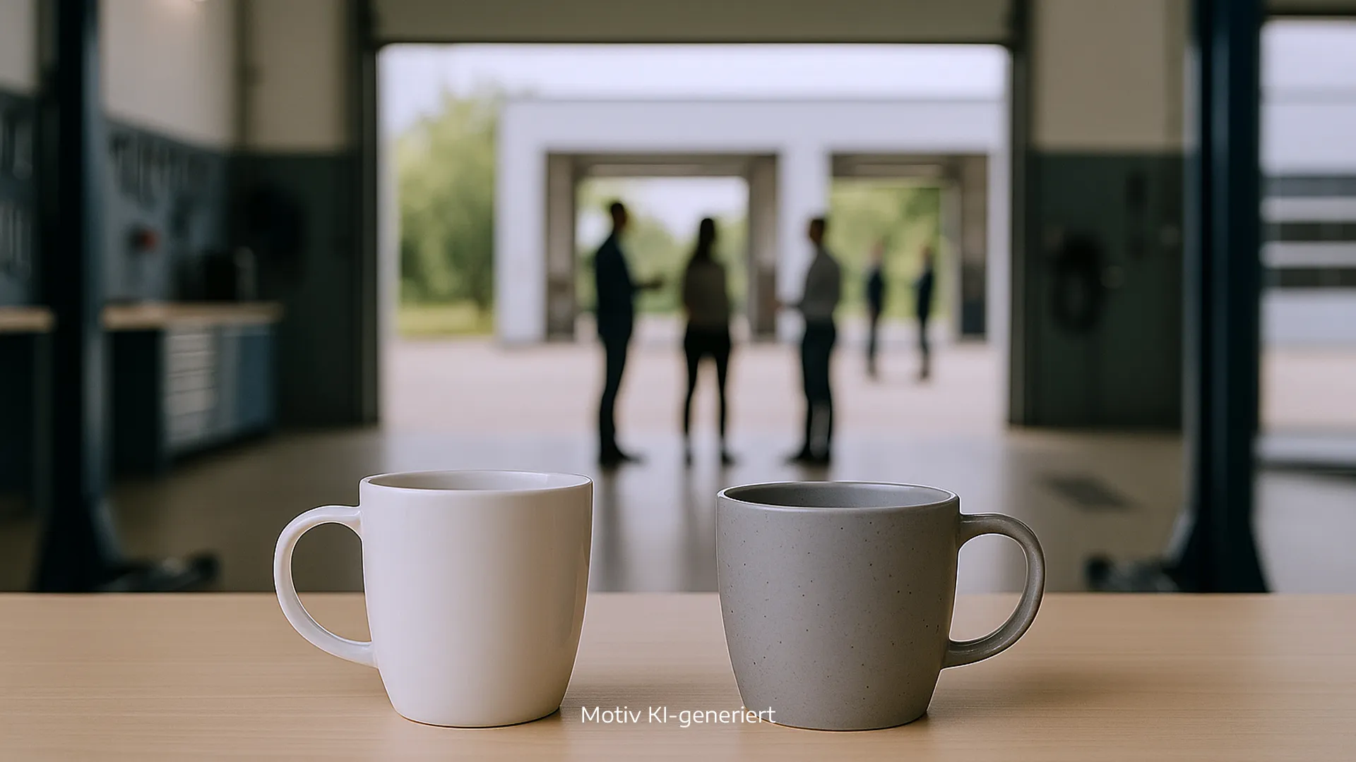 Moderne Architektur mit weißen Wänden und geometrischen Formen, passend für die innovative Automobilindustrie von Stellantis.