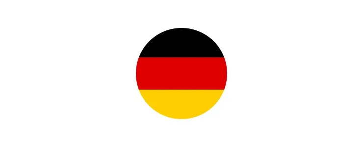 Eine runde, flache Darstellung der deutschen Flagge auf weißem Hintergrund.