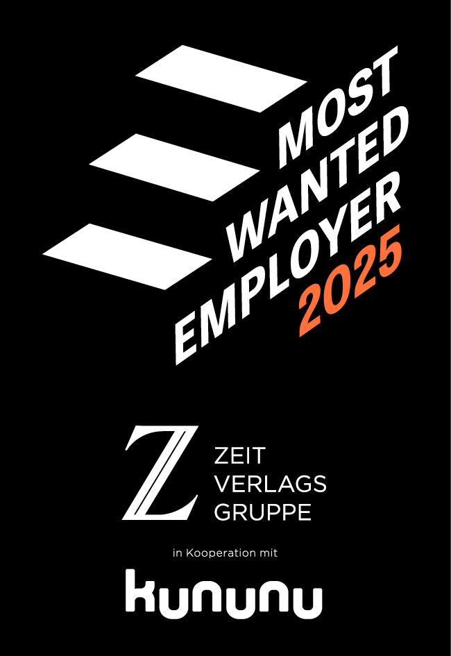 Im Ranking der Zeit Verlagsgruppe in Zusammenarbeit mit kununu sind wir unter den 1.200 "Most Wanted Employer 2025"