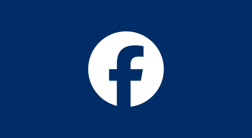 Weißes Facebook-Logo in einem Kreis auf dunkelblauem Hintergrund, Hinweis auf Social-Media-Präsenz der VR Bank für Deine Karriere.